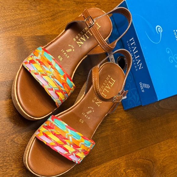 Italian Shoemakers Colorful Wedge Sandals Size 6.5 - Picture 4 of 5